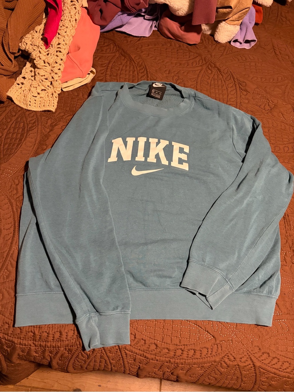 Nike Light Blue Crewneck Sweatshirt with White Logo